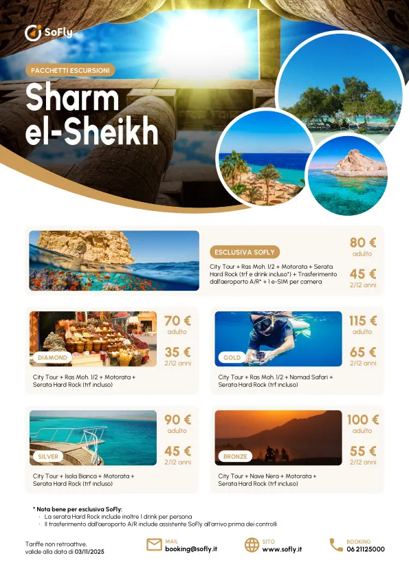SHARM EL SHEIKH ESCURSIONI PACCHETTI ESCLUSIVA SOFLY